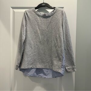 Talbots Gray Sweater with Blue Striped Back